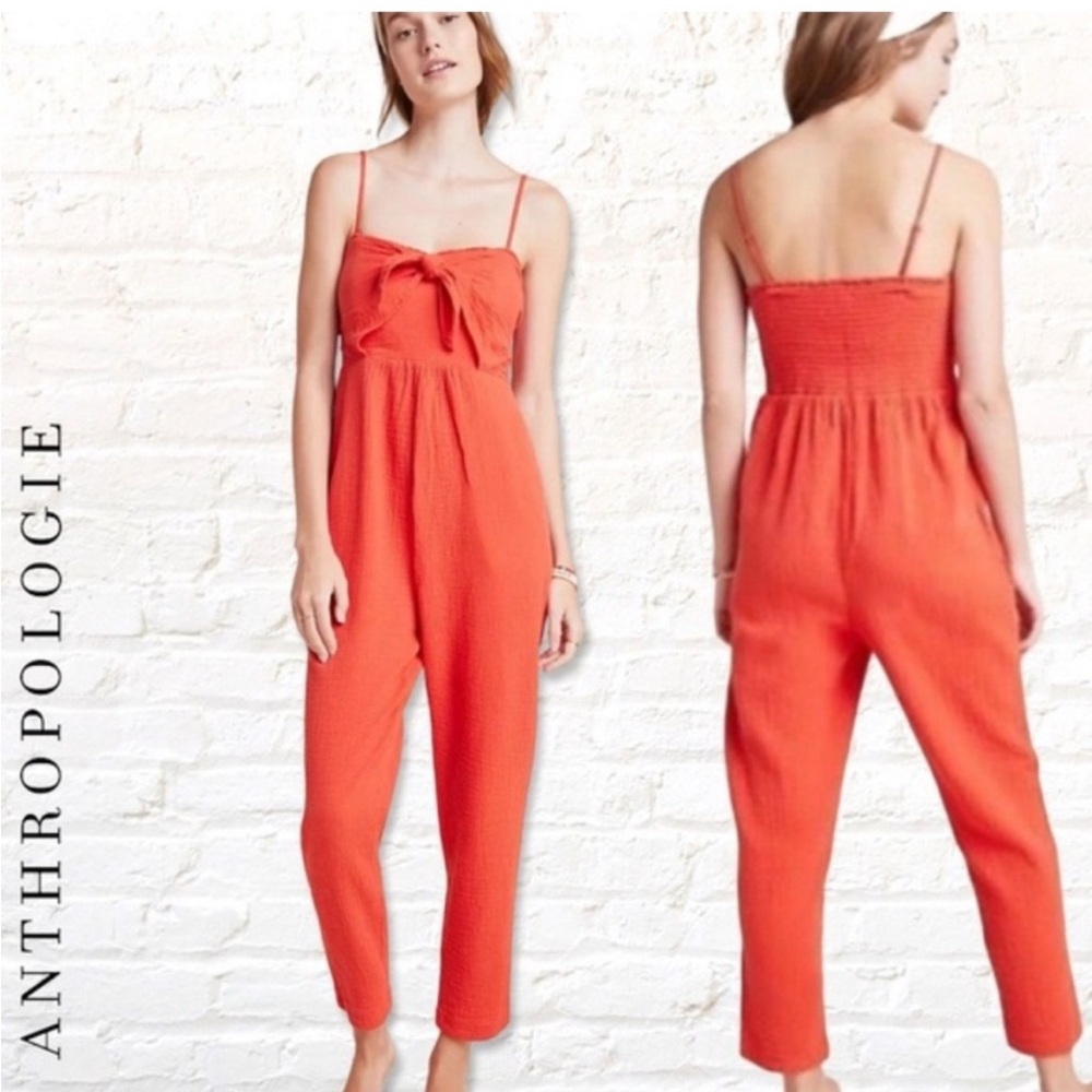 ANTHROPOLOGIE Saturday Sunday 100% Cotton Gauzy Isabel Tie-Front Jumpsuit